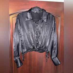 Zara women’s black button down blouse